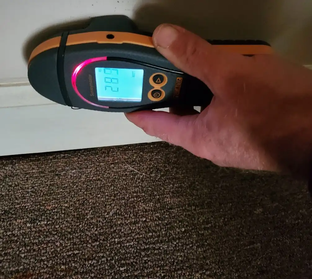 Moisture detection at baseboard during Sewage Cleanup & Sanitation in Manasquan